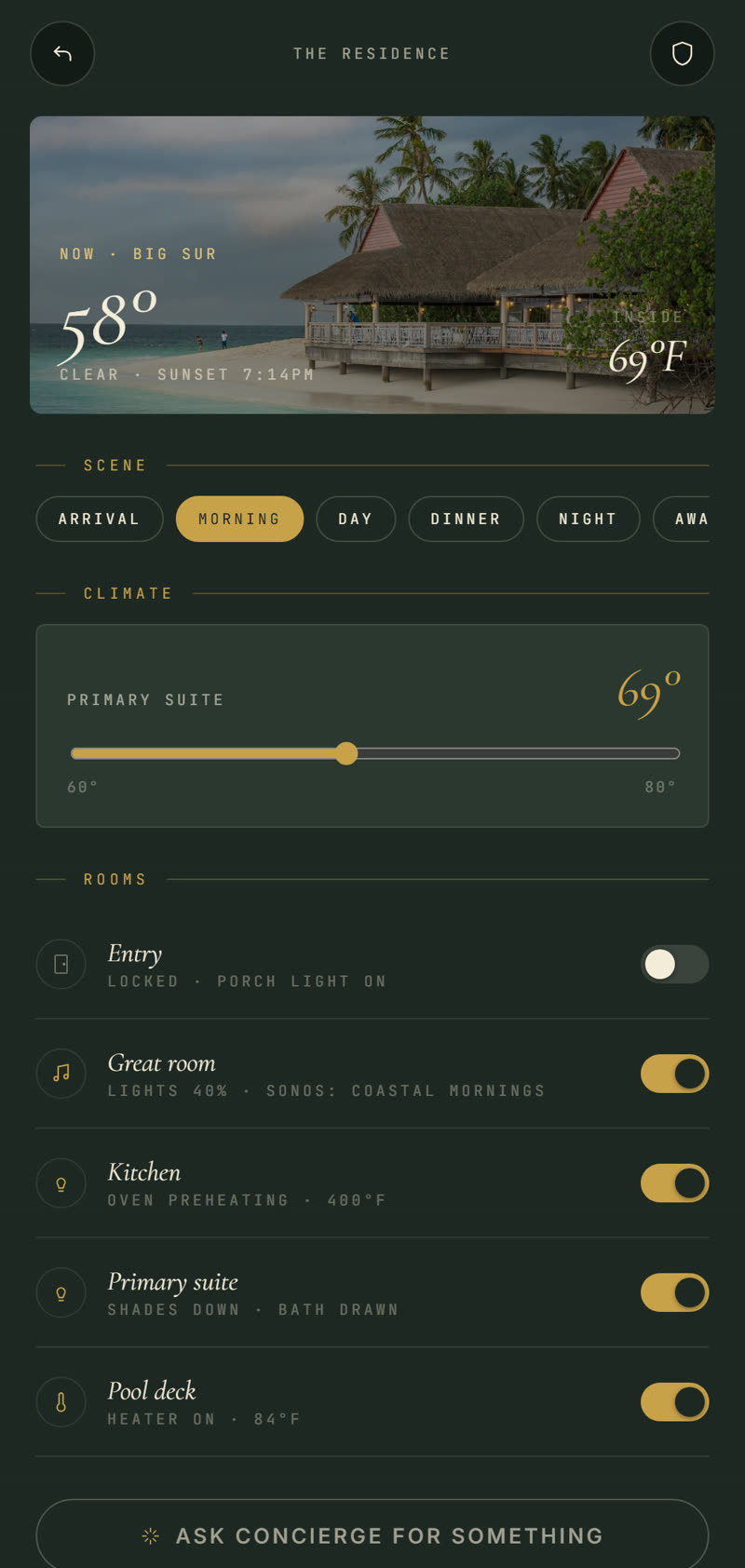 The ROAM app &mdash; smart-home controls