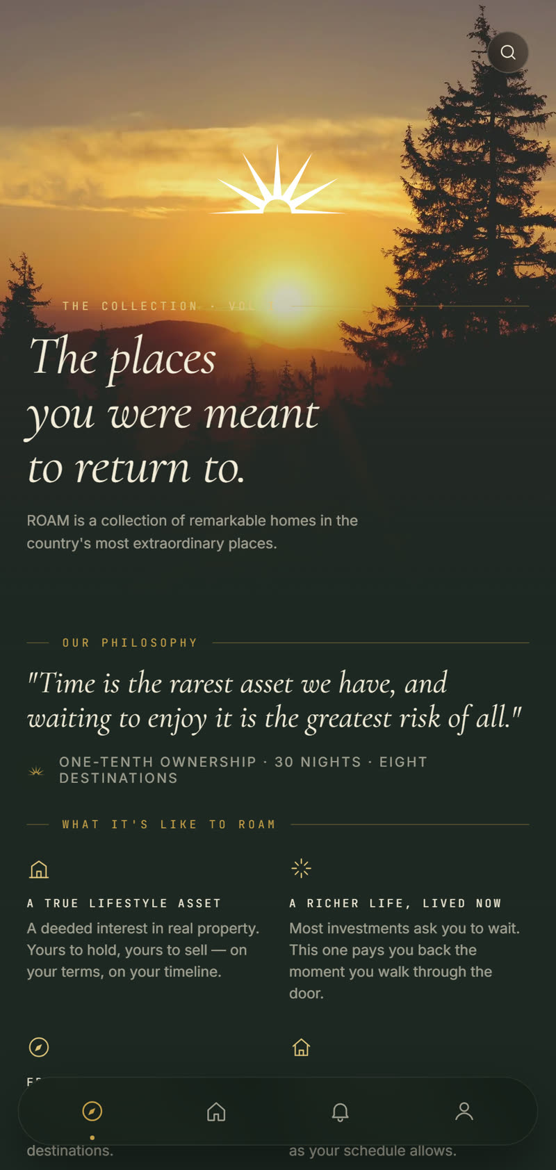 The ROAM app &mdash; browsing the collection of homes